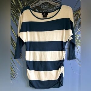 Striped sweater, 3 quarter length. Size small